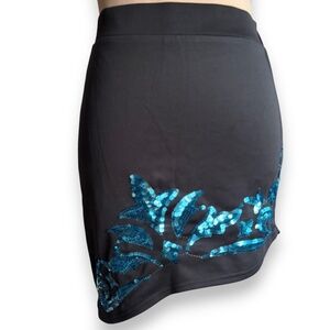 TOBI black mini skirt with blue sequin detail size S